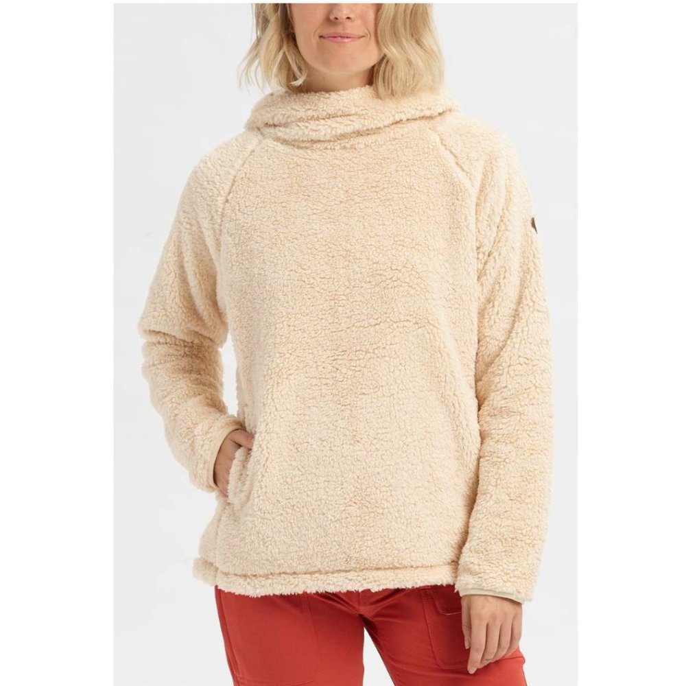 Burton Lynx Pullover Cream Long Sleeve Hooded Fleece - Size L - EUC